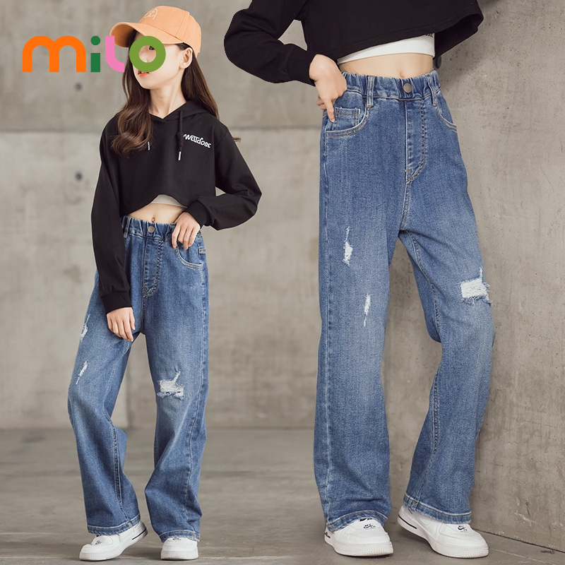 Milo Quần Jean Ống Rộng Mỏng Phong Cách Phương Tây Thời Trang Xuân Thu Mới Cho Nữ