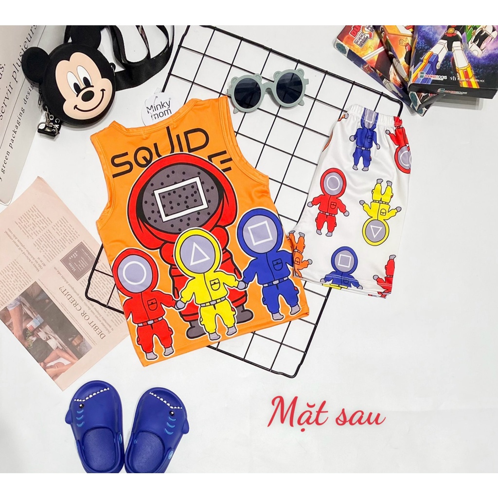 Bộ Ba Lỗ VẢI 3D MINKY MOM In Hình Họa Tiết Khủng Long Siêu Anh Hùng Cho Bé BL-IN35