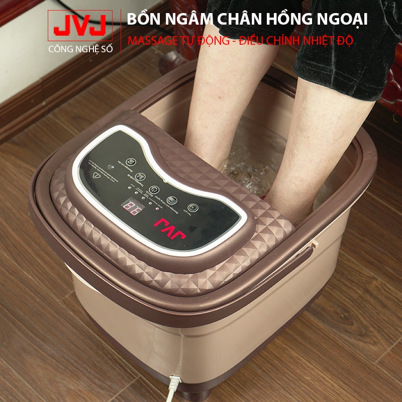 [Freeship 100k] Bồn ngâm chân có Tiếng việt 2021 JVJ B2 massage tự động bằng con lăn, Sục khí,hồng ngoại - Bảo hành 12T