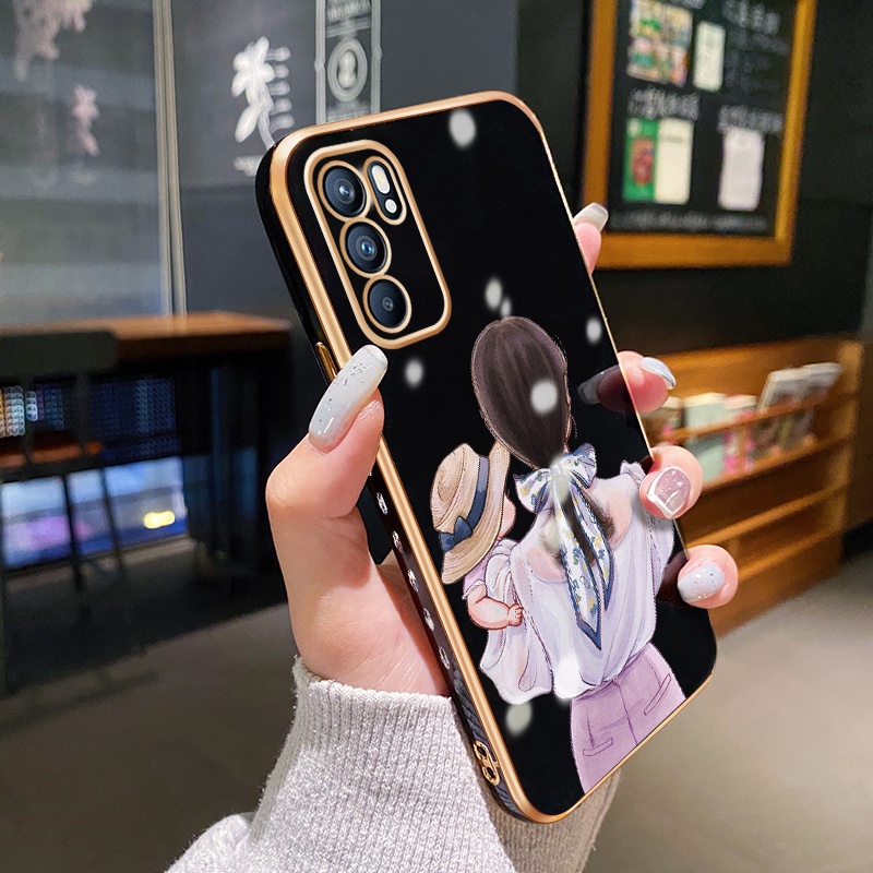 Ốp Điện Thoại Hình Vuông Mạ Viền Sang Trọng Cho OPPO Reno 6 5G Reno 6 4G Reno 6Z 5G Reno 6 Pro 5G