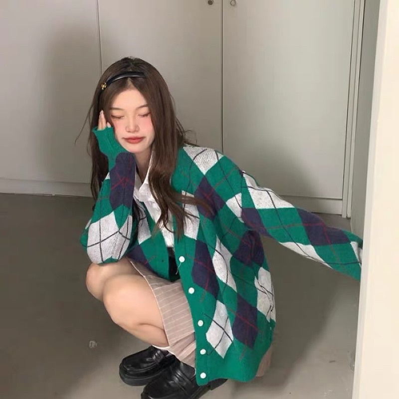Áo Cadigan Len Hoạ Tiết Trám Hàn Quốc (Hàng QC loại 1) Áo Khoác Len Xinh Xắn Ulzzang | BigBuy360 - bigbuy360.vn