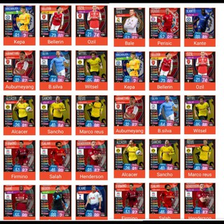 Thẻ base Match Attax (3) Bale Ozil Kepa Sancho Salah