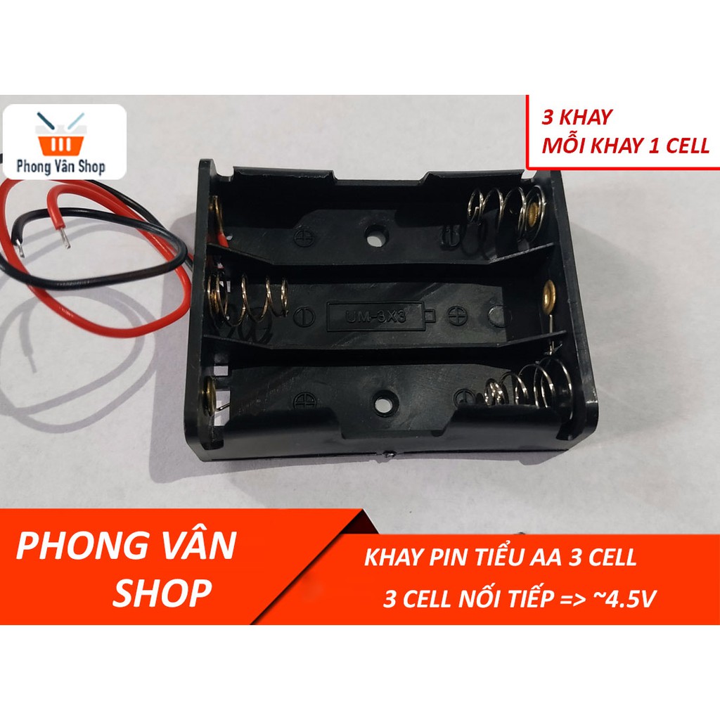 Khay pin tiểu AA nối tiếp- 3 cell - 3 khay -mỗi khay 1 cell