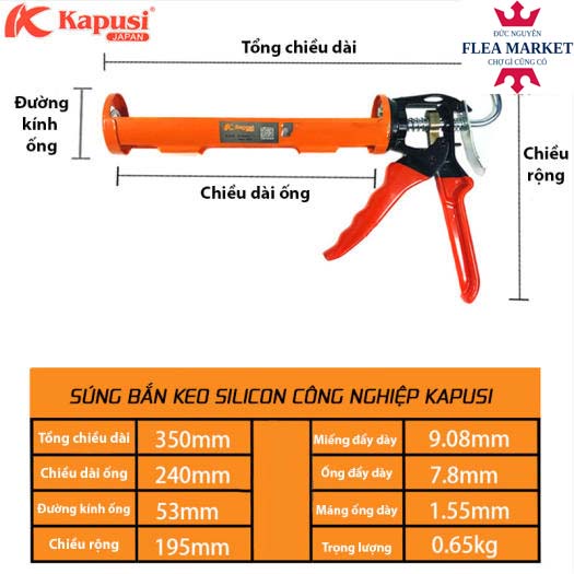 SÚNG BẮN KEO SILICON KAPUSI 9IN CAO CẤP