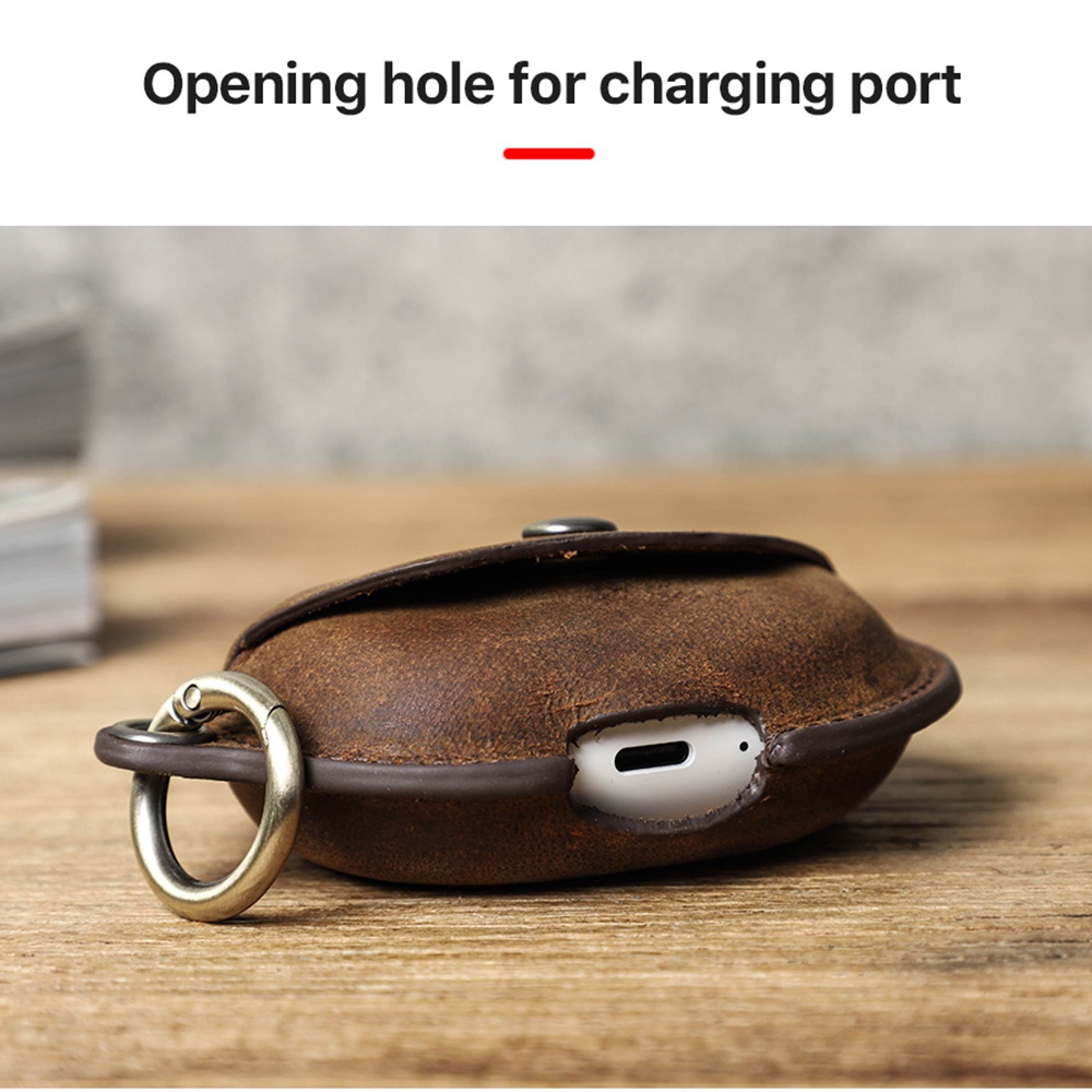 Vỏ bảo vệ hộp sạc tai nghe CONTACT's FAMILY bằng da có móc khóa tiện dụng cho Huawei Freebuds Pro
