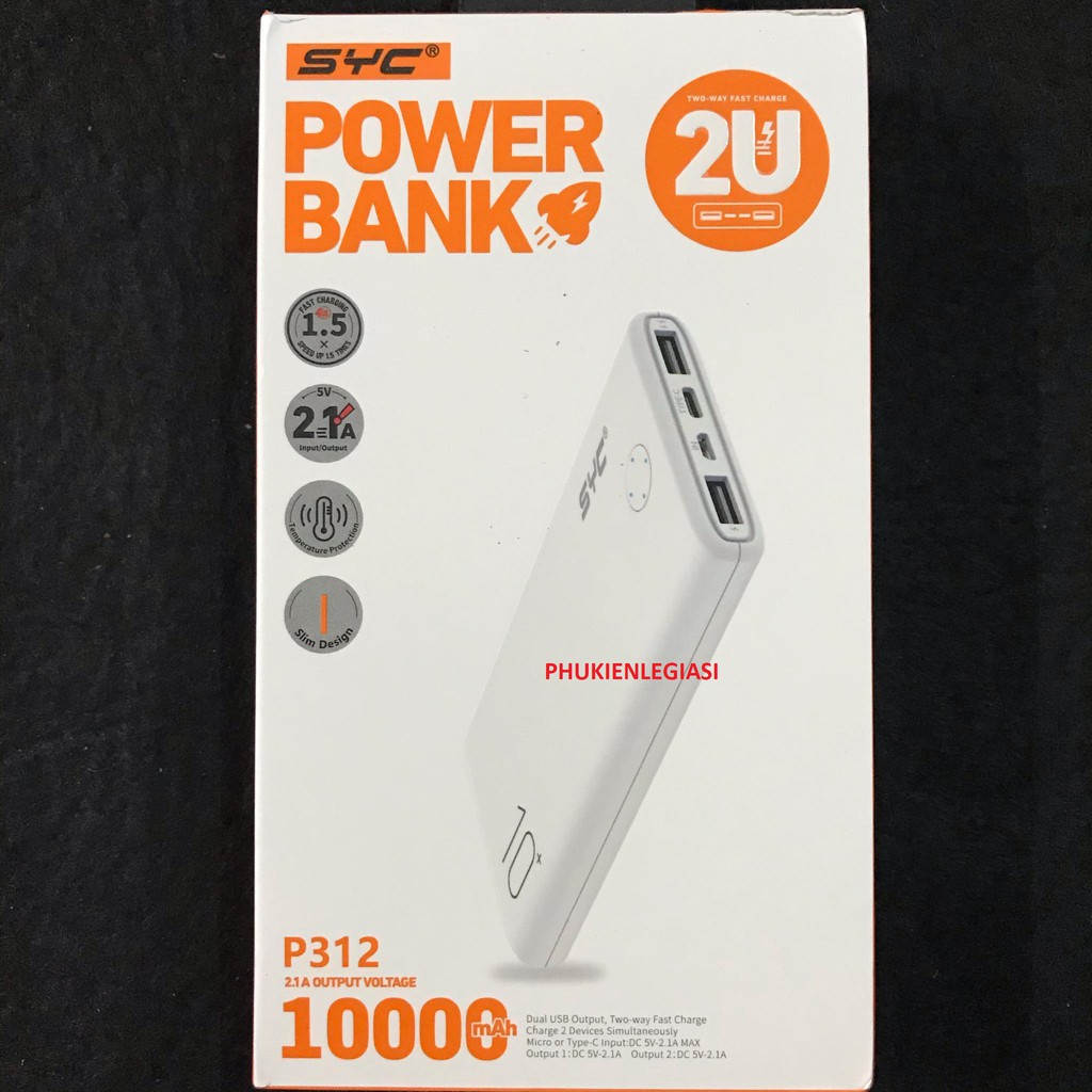 Pin SDP 10000MAH SYC P312 dòng 2.1A