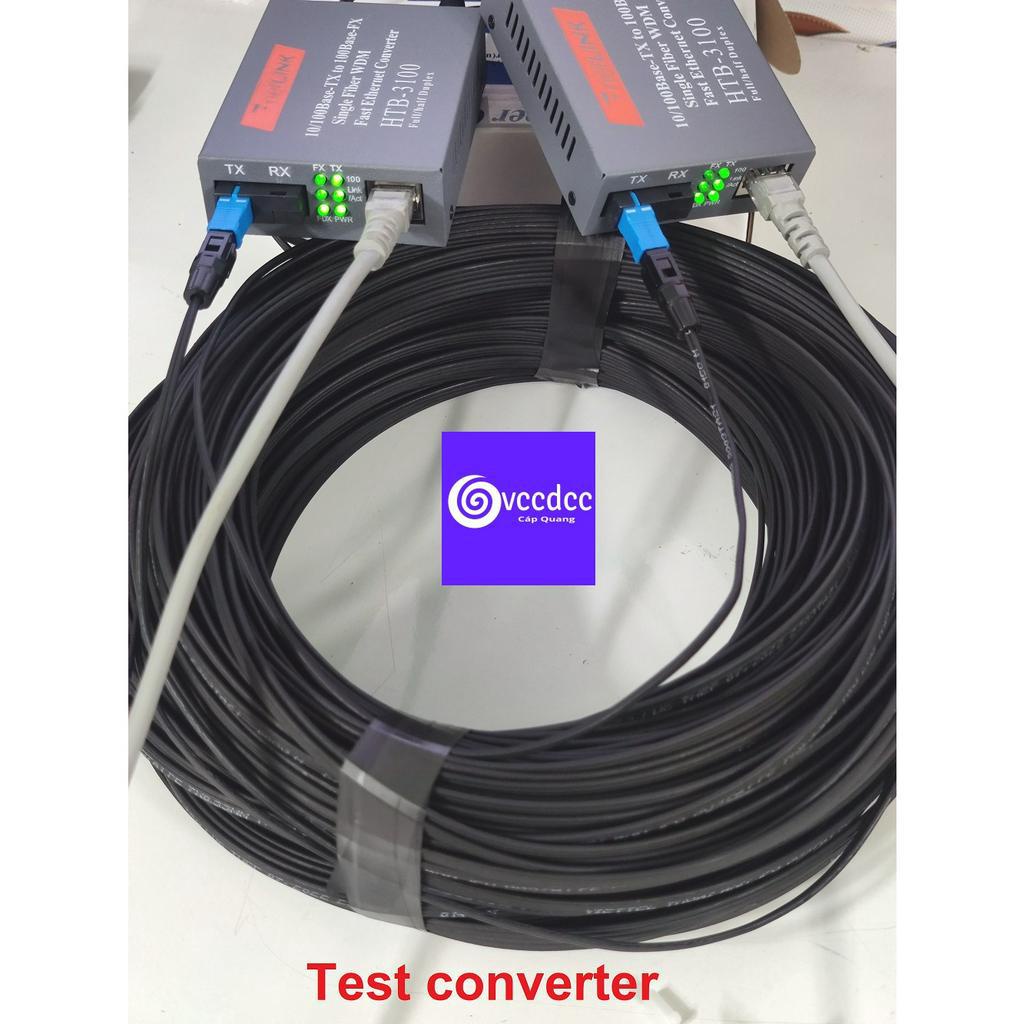 Combo 150m cáp quang 1 Sợi bấm sẵn 2 đầu + cặp converter quang HTB 3100, GS03 A,B