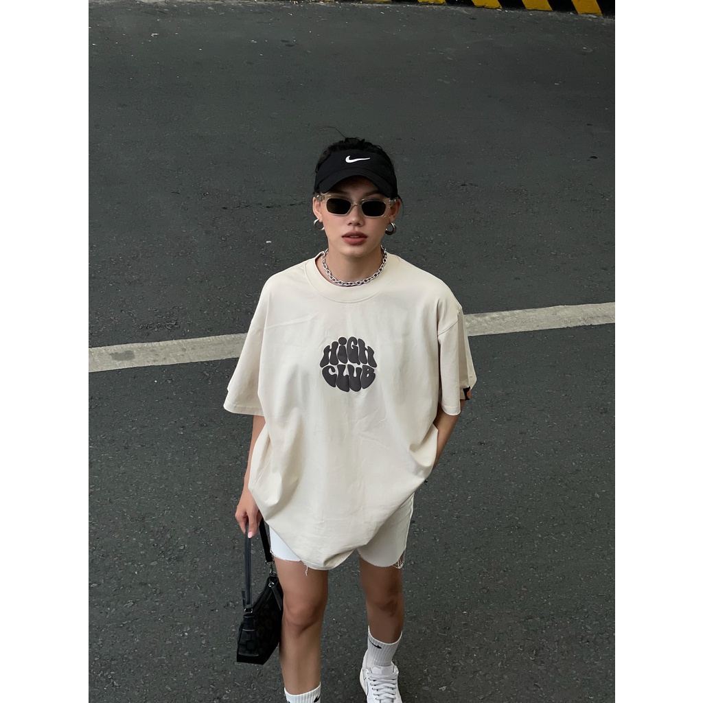 Áo Thun KINDNESS Tay Lỡ Unisex Nam/Nữ màu Beige/Trắng Cổ Tròn - HIGHCLUB Brand Chính Hãng | BigBuy360 - bigbuy360.vn