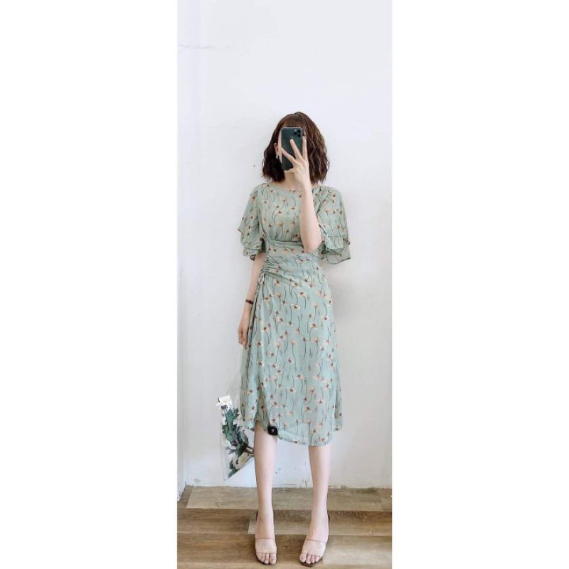 Đầm hoa cánh tiên rút hông