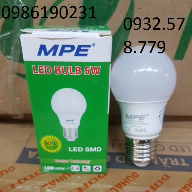 Bóng Led Búp MPE 5w trắng /vàng