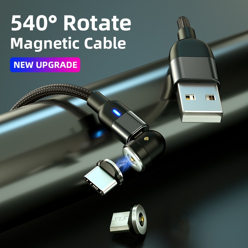 540 ° Elbow Fast Charging Android Micro USB Type-c USB-C Cable Rotating Magnetic Data Cable