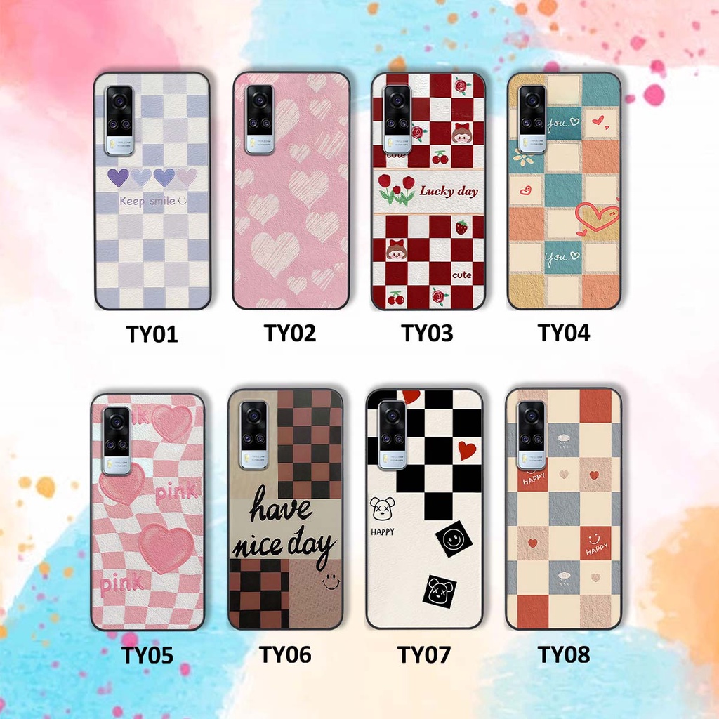 Ốp Vivo Y51 2020 caro trái tim cá tính, thời trang siêu đẹp, siêu phong cách
