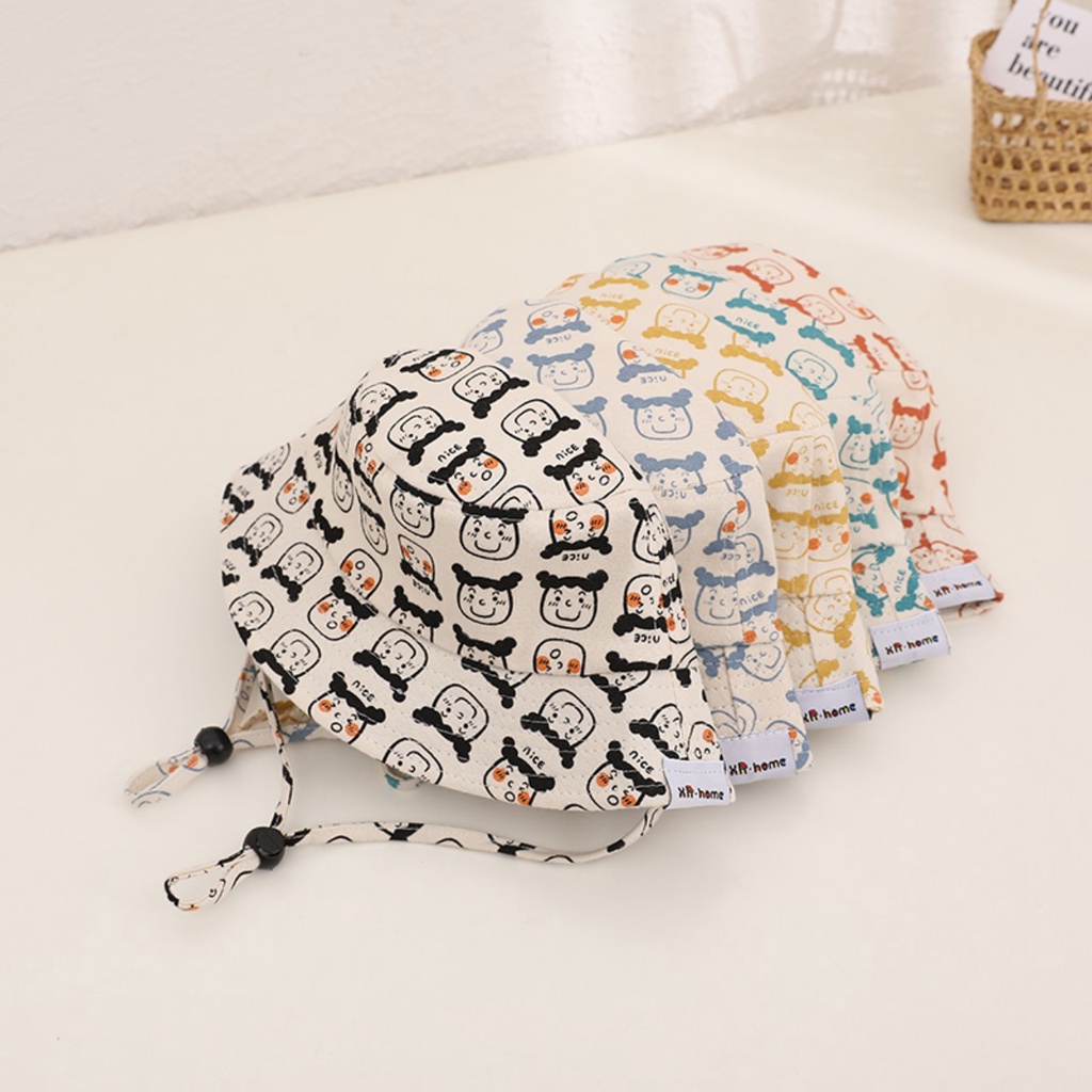 Mũ nón bubket vành vải cotton họa tiết đáng yêu, chất cotton và sợi dệt thoáng mát bé gái 2 đến 4 tuổi.