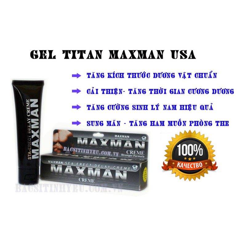 [Hàng Mỹ] Combo 3 Gel MAXMAN - Gel Bôi Tăng Kích Thước Cậu Nhỏ,Chống xuất tinh sớm, tăng khoái Cảm, Sung Mãn Trường Tồn.