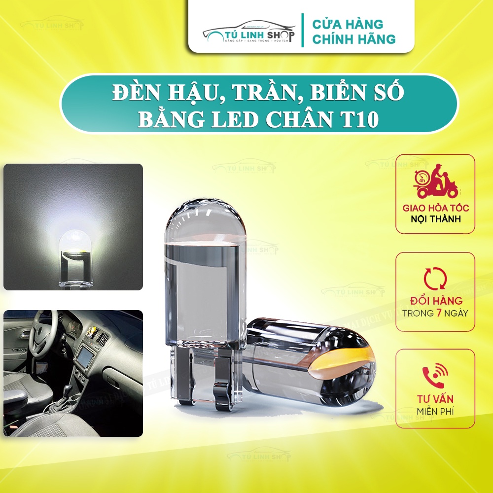 Bóng LED T10 W5W WY5W 168 501 2825 COB kính trong suốt chiếu sáng nội thất, biển số xe hơi, xe máy