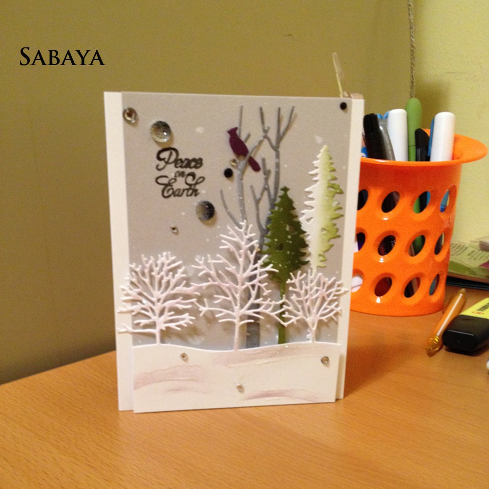 Khuôn Cắt Giấy Làm Từ Kim Loại Hình Cây Lá Trang Trí Scrapbook