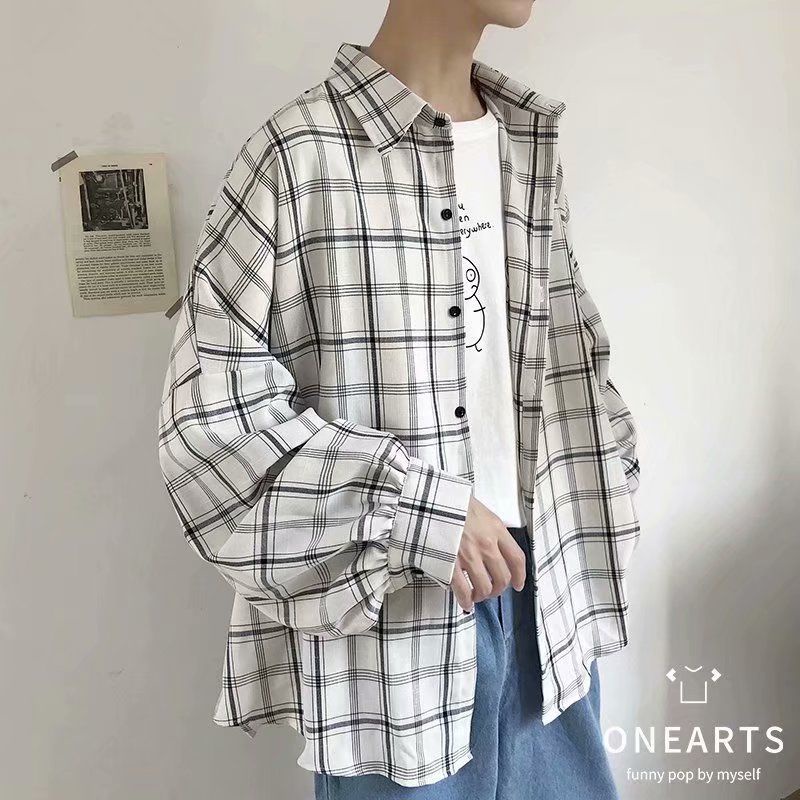 Áo Sơ Mi Caro Tay Dài Phong Cách Hàn Quốc Cho Nam
