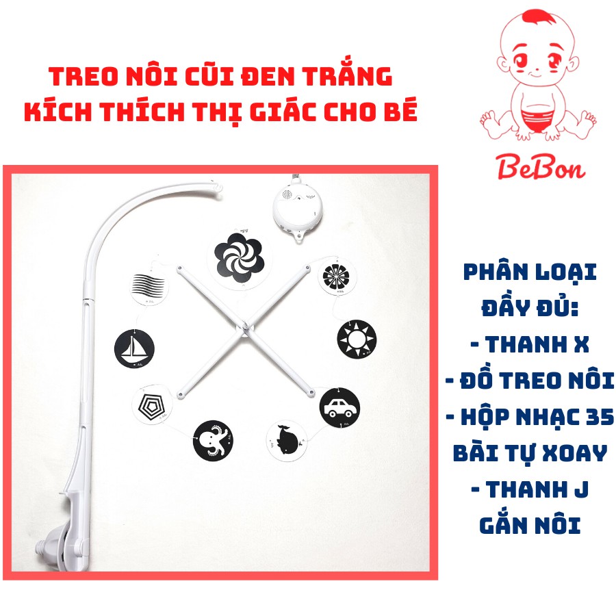 Treo Nôi Kích Thích Thị Giác Cho Bé BeBon -  Mẫu Bìa Cứng Đen Trắng