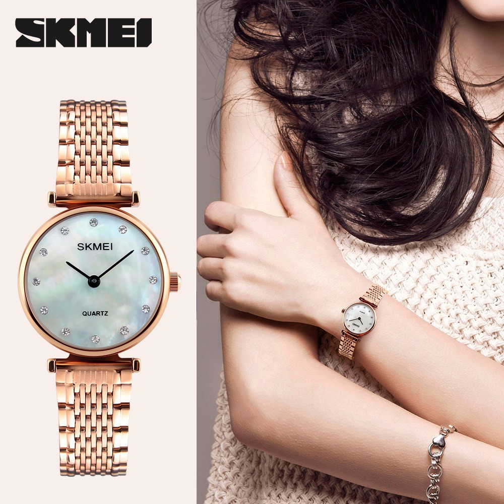[ xả kho ] ĐỒNG HỒ NỮ SKMEI 1223, DÂY THÉP CAO CẤP, MẶT TRÒN