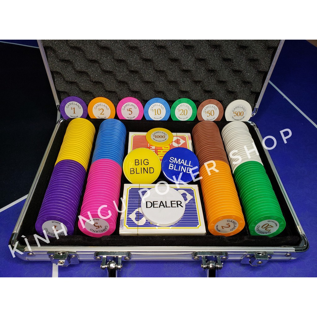 Bộ 200 chip poker - phỉnh poker Tự chọn mệnh giá  COLORFUL chất liệu đất nung