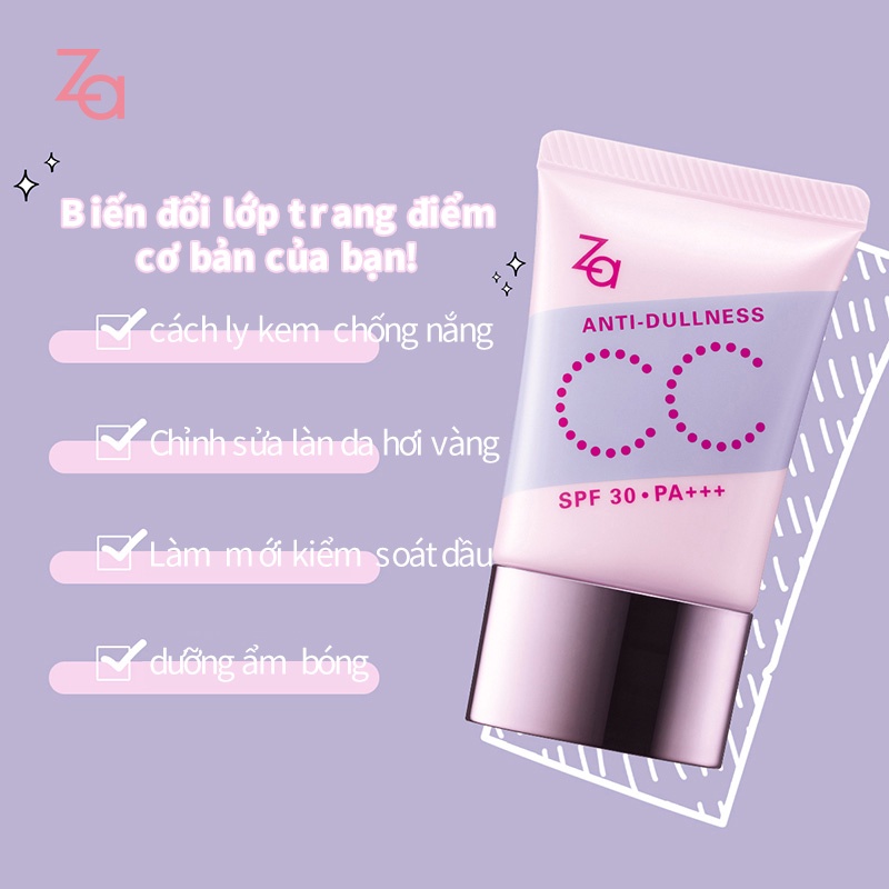 Kem chống nắng CC ZA SPF 30/PA +++ lót trang điểm dưỡng ẩm nhiều hiệu ứng màu nude chỉnh tông da vàng 30g
