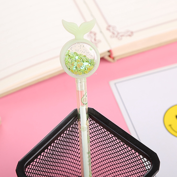 1 Bút Mực gel Màu Đen Đính Kim Sa Lấp Lánh Kiểu Hàn Quốc