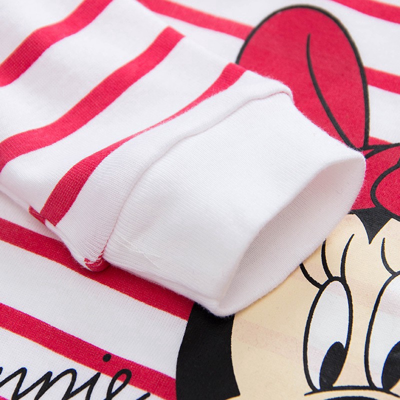 Bộ Pijama Dài Tay In Hình Chuột Minnie Cho Bé