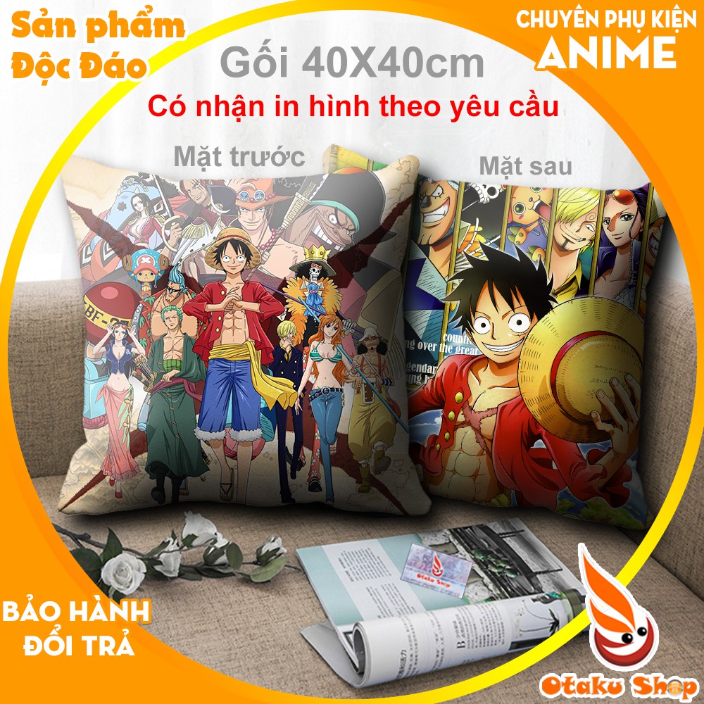 Áo gối, bao gối, gối tựa lưng, gối sofa 40x40 Anime One Piece - Luffy Zoro Nami Usopp Sanji Chopper Robin Franky Brook