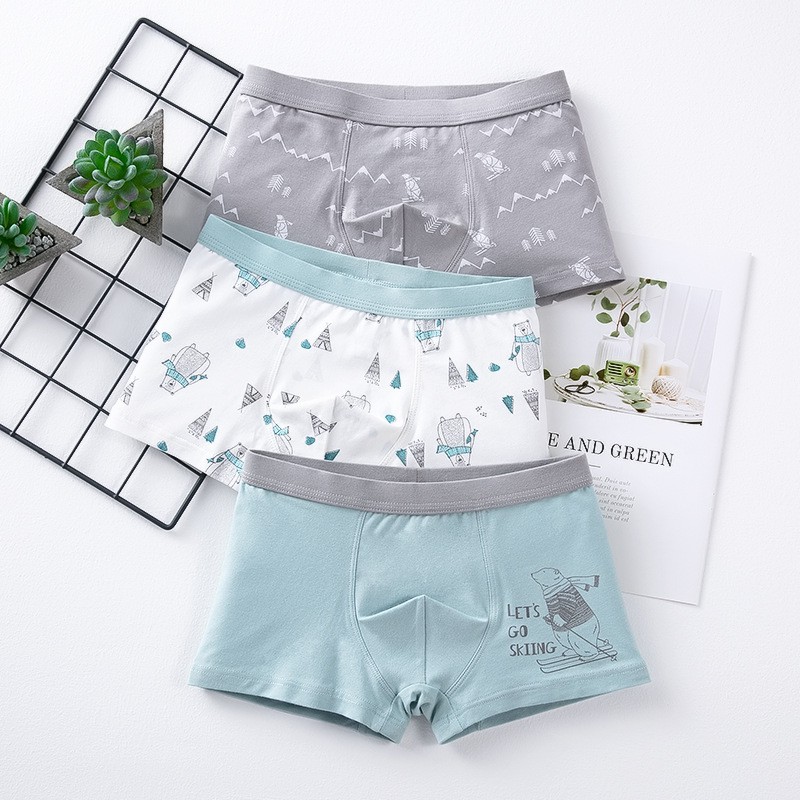 Set 3 Quần Lót Boxer In Hình Dễ Thương Cho Bé Trai