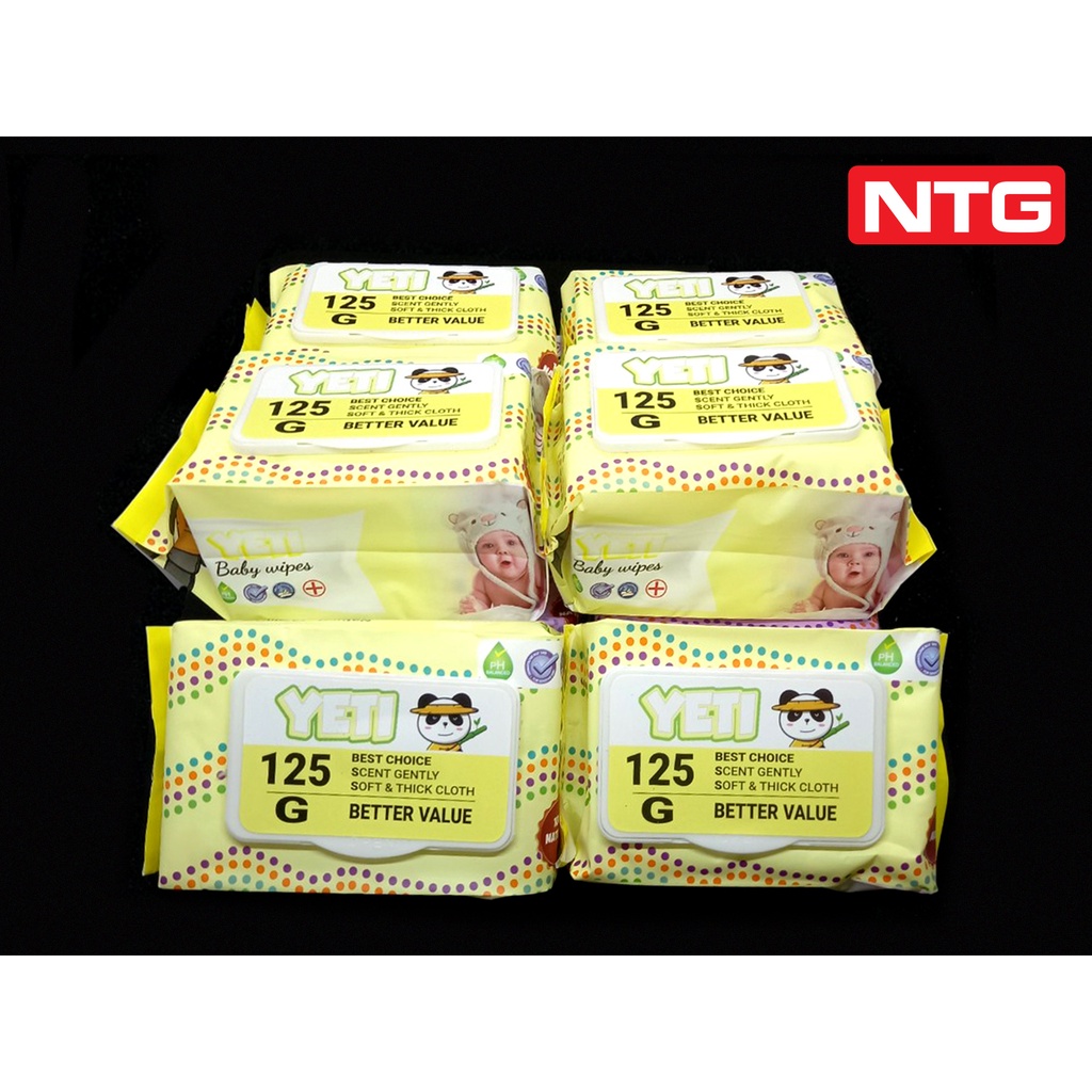 Combo 4 Khăn giấy ướt Yeti 125 tờ, Hàng xuất khẩu, không mùi, Màu ngẫu nhiên