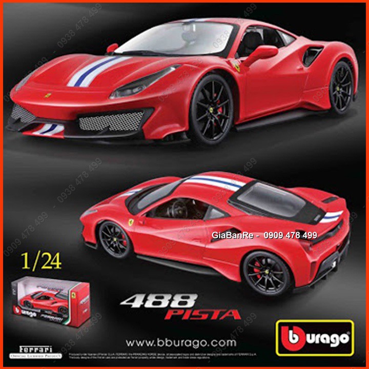 Xe Mô Hình Kim Loại Ferrari 488 Pista Tỉ Lệ 1:24- Bburago - Đỏ - 8131 1