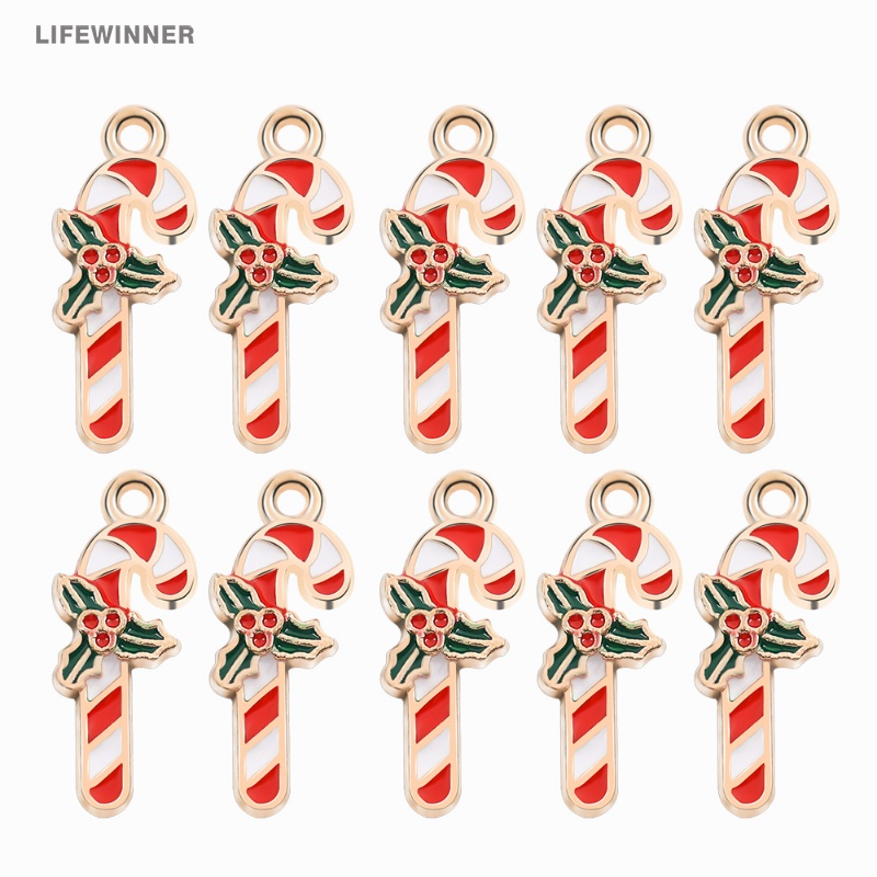 Set 10 Mô Hình Kẹo Giáng Sinh Mini Bằng Hợp Kim Dùng Để Làm Đồ Trang Sức Thủ Công