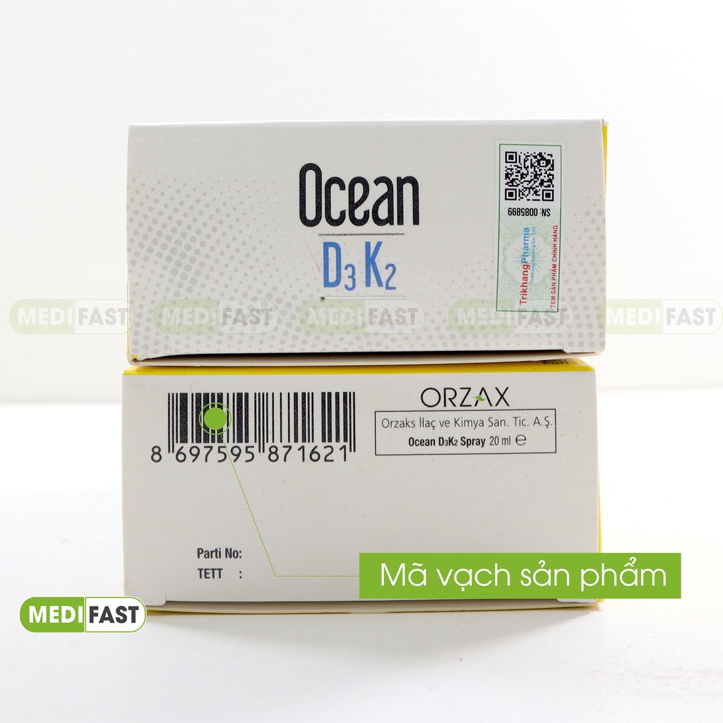 Vitamin D3K2 - Xịt và nhỏ OCEAN D3 K2 20ml hỗ trợ phát triển xương cho trẻ sơ sinh và trẻ nhỏ, hấp thụ canxi tối đa