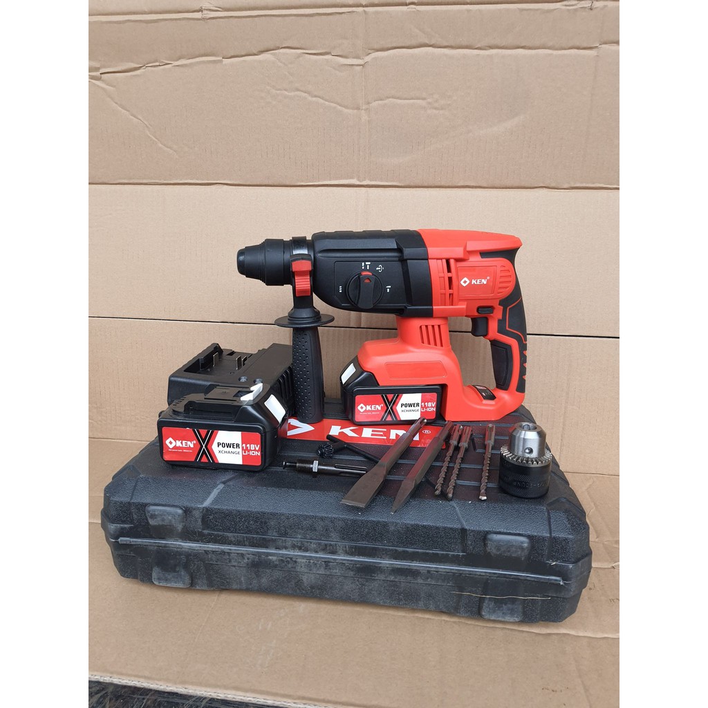 HOT ƯU ĐÃI Máy Khoan đục Bê tông dùng pin KEN 88V 3 chức năng - Pin 10 CELL - Động cơ từ - Máy Khoan Có Búa Không than