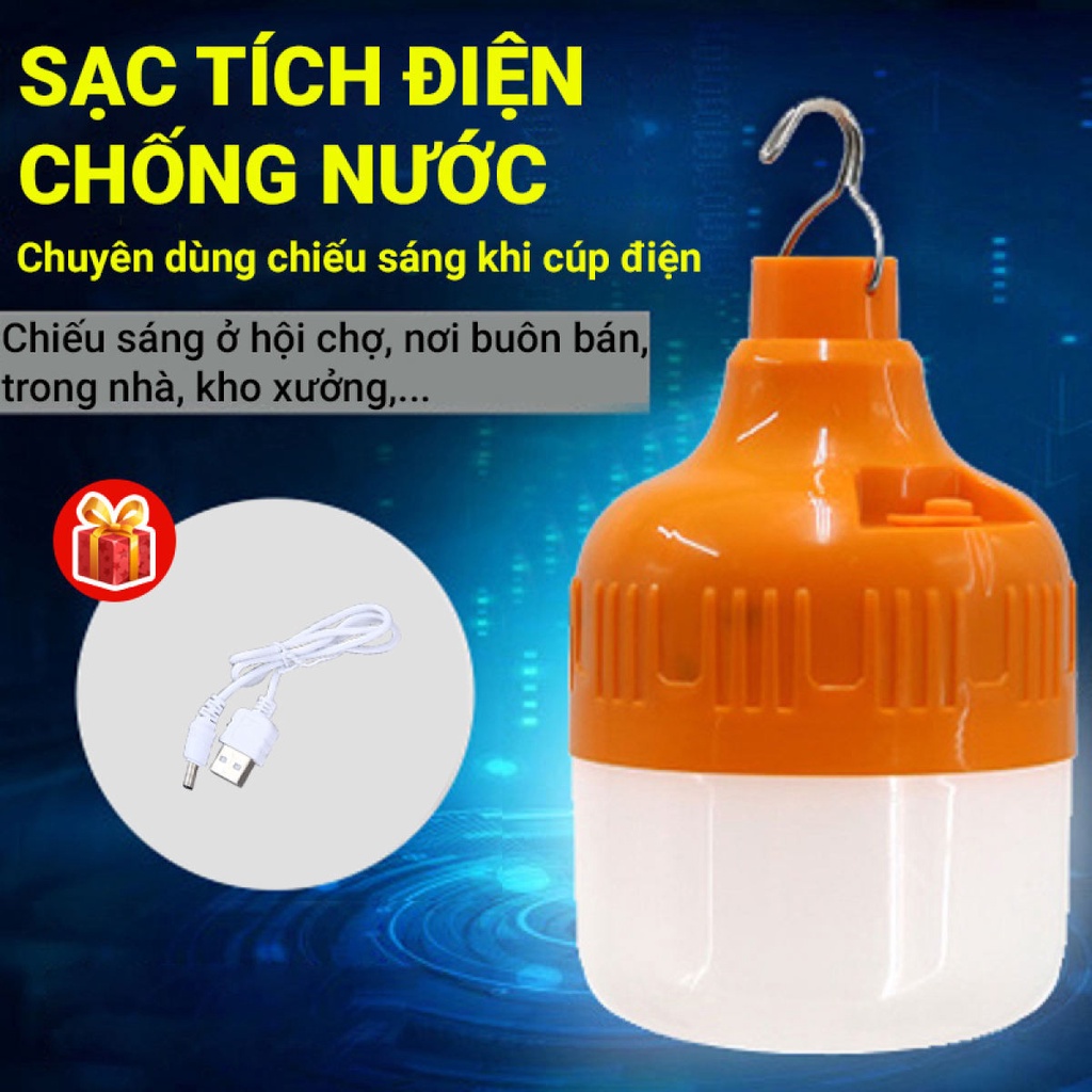 BÓNG ĐÈN TÍCH ĐIỆN NĂNG LƯỢNG 100W SIÊU SÁNG CÓ MÓC TREO DI CHUYỂN TIỆN LỢI KÈM ĐÈN BÁO PIN DỄ DÀNG MANG THEO ĐI CHƠI
