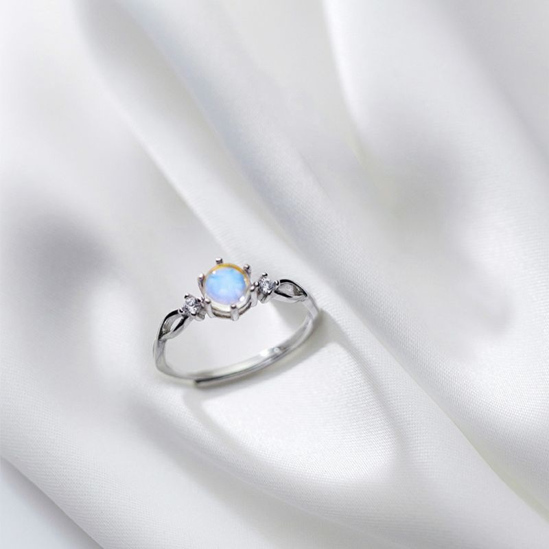 Nhẫn Nữ Bạc Đá Moonstone Nhân Tạo Đính Đá Bạc Ý 925 Cap Cấp, Nhẫn Bạc Nữ Đá Xanh Đính Đá Siêu Đẹp Blackmeo
