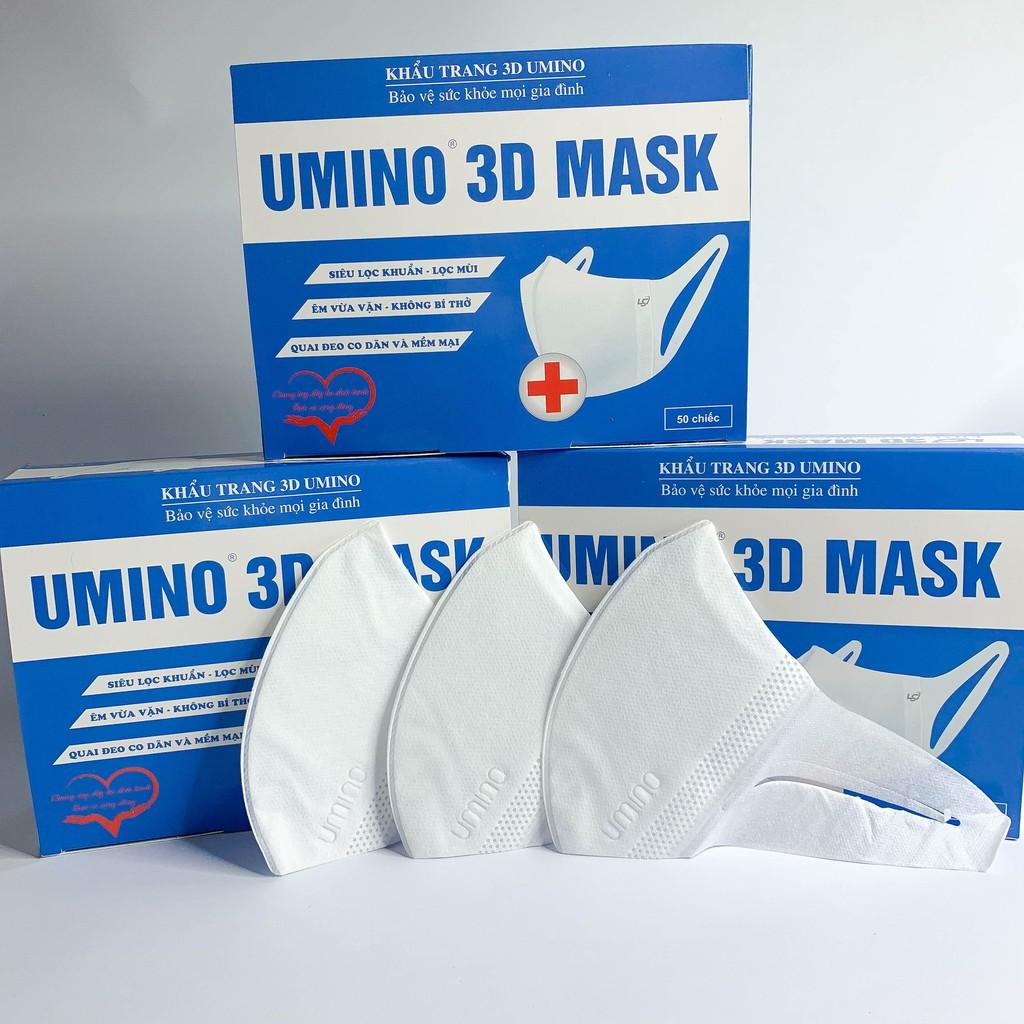 Hộp 50 chiếc Khẩu trang 3D Mask Umino màu trắng- Hàng chính hãng