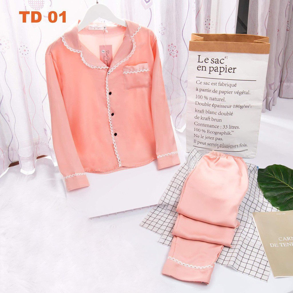 Đồ ngủ lụa ngọc trai tay dài - Bộ  pajama dài tay | BigBuy360 - bigbuy360.vn