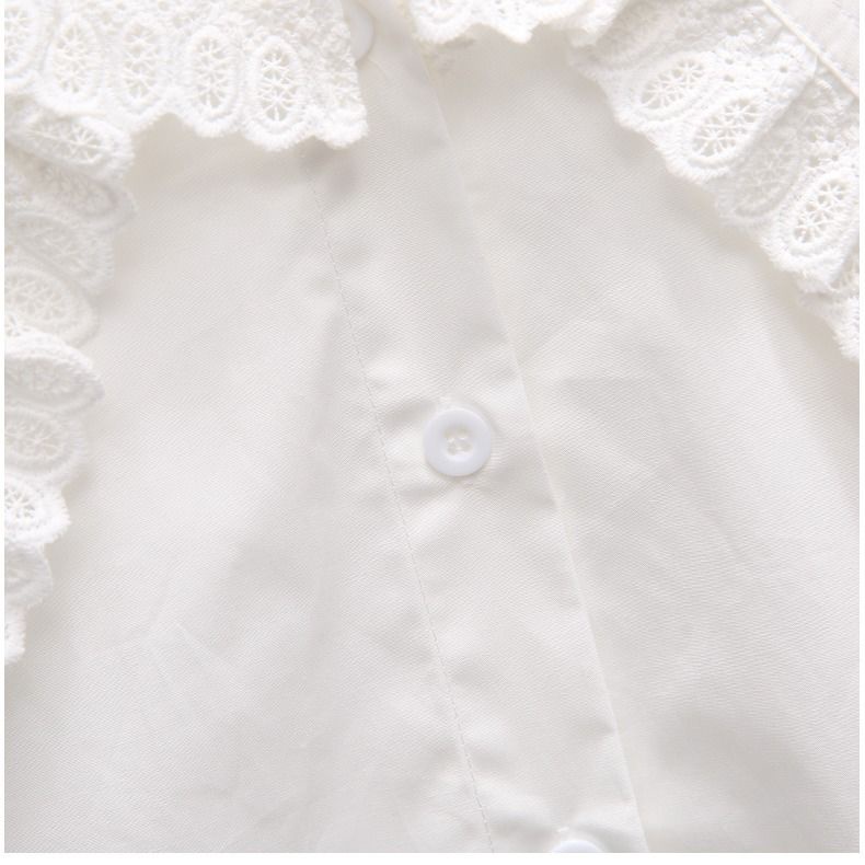 Áo sơ mi trắng tay dài cổ búp bê thời trang xuân thu cho bé gái