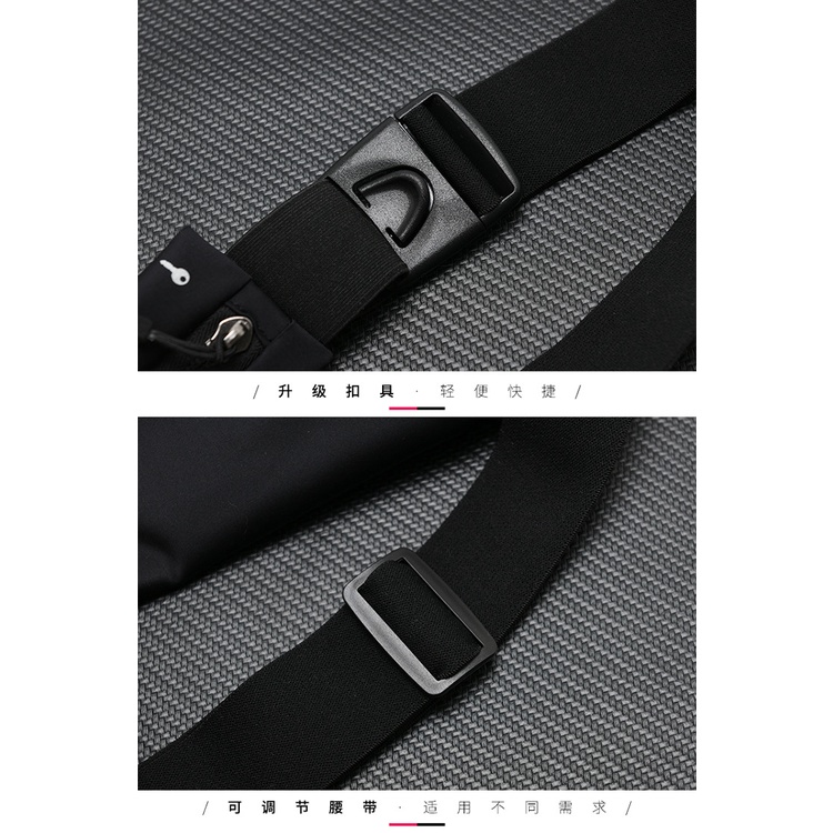 Đai chạy bộ, túi đựng điện thoại đeo hông Lycra đàn hồi, vô hình - màu đen, xám