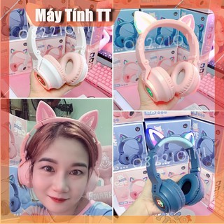 Tai Nghe Mèo Bluetooth Mini 5.0 Chụp Tai Có Mic Dễ Thương KẾT NỐI BLUETOOTH VỚI  ĐIỆN THOẠI IPAD - Máy Tính TT