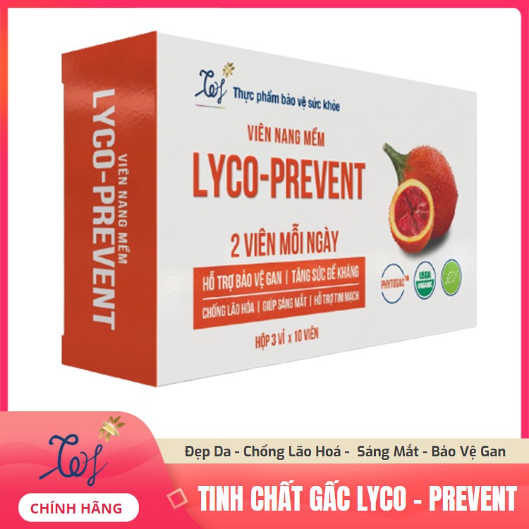 Viên tinh Chất Gấc Lyco Prevent thuộc tập đoàn TH - Vitamin Sáng Mắt, Đẹp Da, Chống Lão Hoá, Bảo Vệ Gan, Tim mạch [30v]