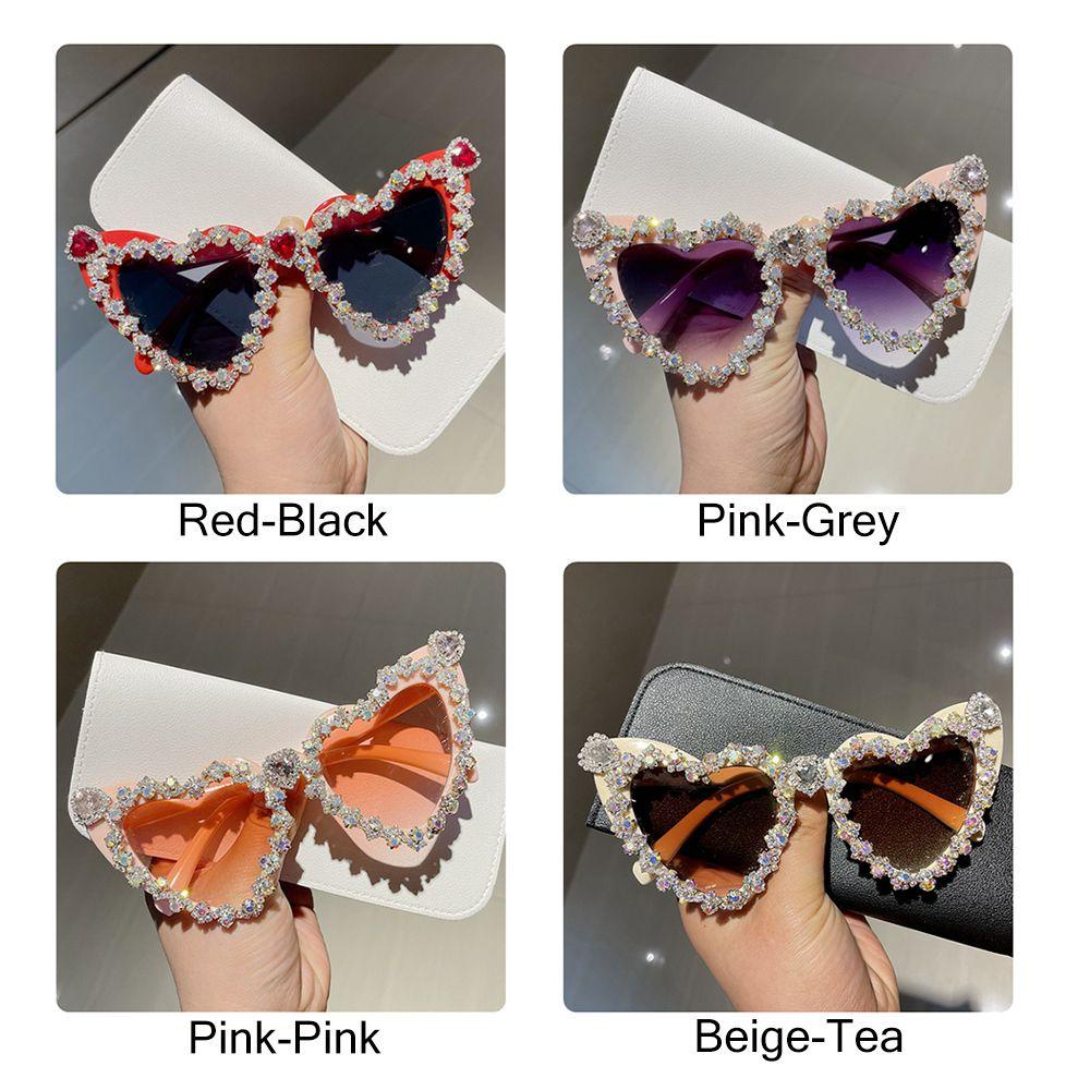 BSUNS Kính Mát Hình Trái Tim Lấp Lánh Phong Cách Vintage Cho Nữ