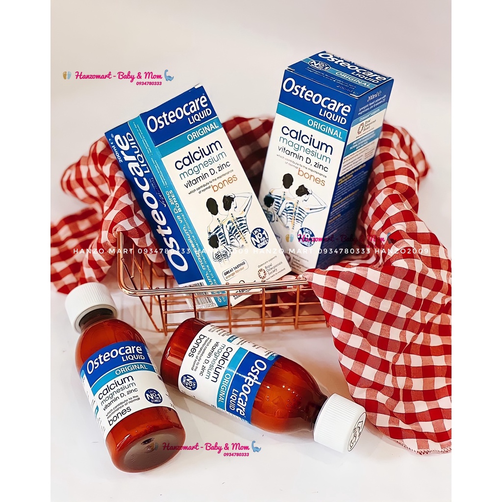 Canxi nước Osteocare Original Liquid, Anh (200ml) bổ sung canxi và d3 cho bé 3 tuổi đến 10 tuổi, người lớn và bà bầu