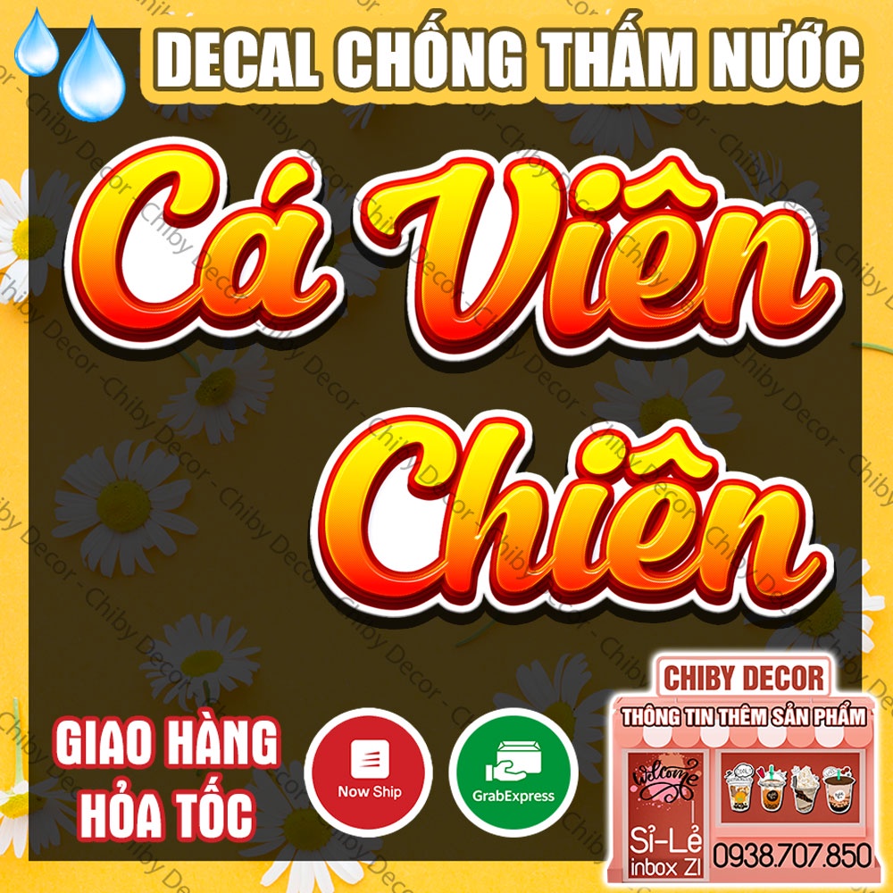 Tranh Dán Tường Cá Viên Chiên Chữ Rời 🌈 Decal Dán Tường Trang Trí - Chống Thấm Nước, Cắt Sẵn