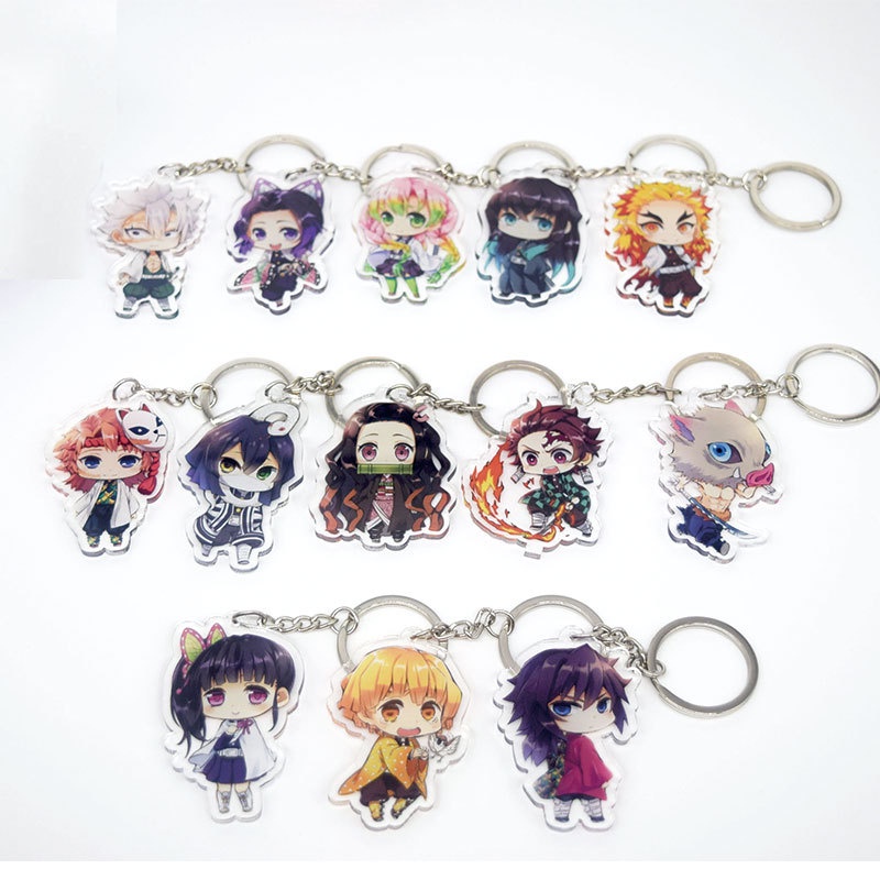 Com bo 3 Móc khóa hình nhân vật anime thanh gươm diệt quỷ Tanjiro Nezuko Zenitsu Inosuke Tanjirou