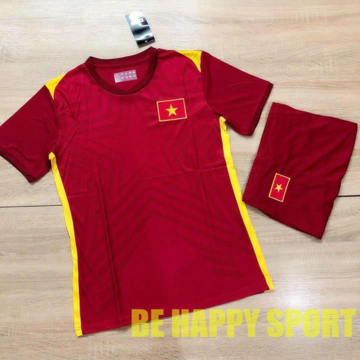 🏆 Đồ đá bóng Việt Nam Màu Đỏ Mẫu Thi Đấu Thun Thái Cực Chất 2021 - Áo Đá Bóng PP Bởi Be Happy Sport