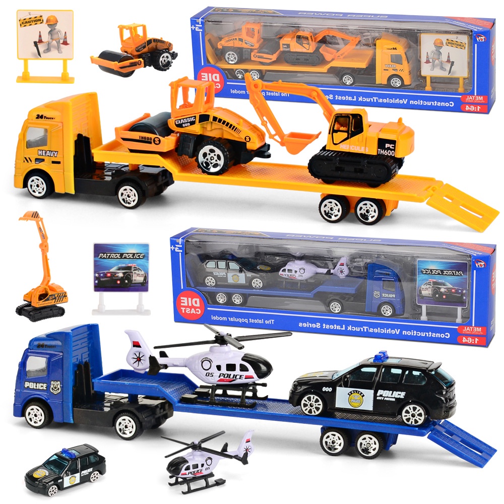 ZHAN QI TOYS Xe tải chở hàng đồ chơi  có 2 xe hợp kim nhỏ dành cho trẻ em