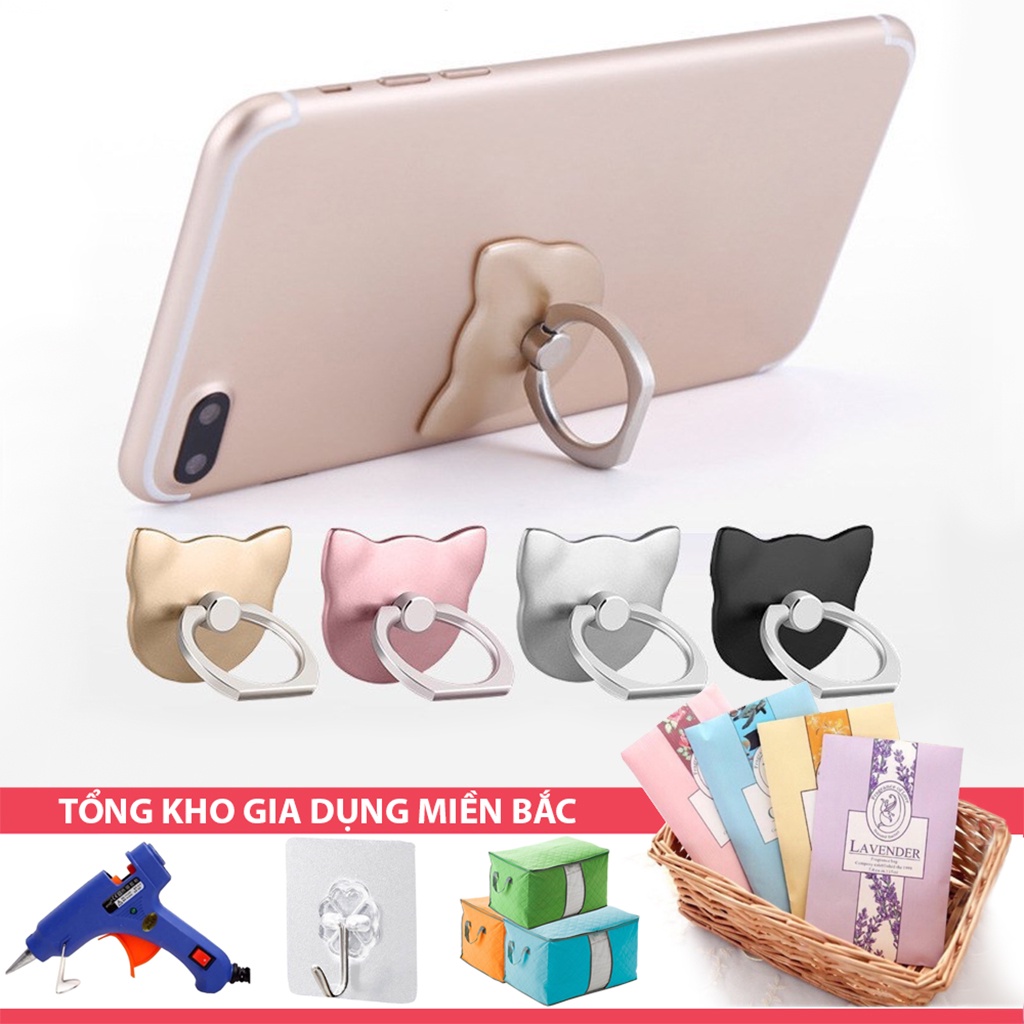 Móc Giữ Điện Thoại Kiểu Nhẫn Iring TAI MÈO - Móc Dán Đeo Ngón Tay Gắn Điện Thoại, Chống Tuột, Chống Mỏi Tay