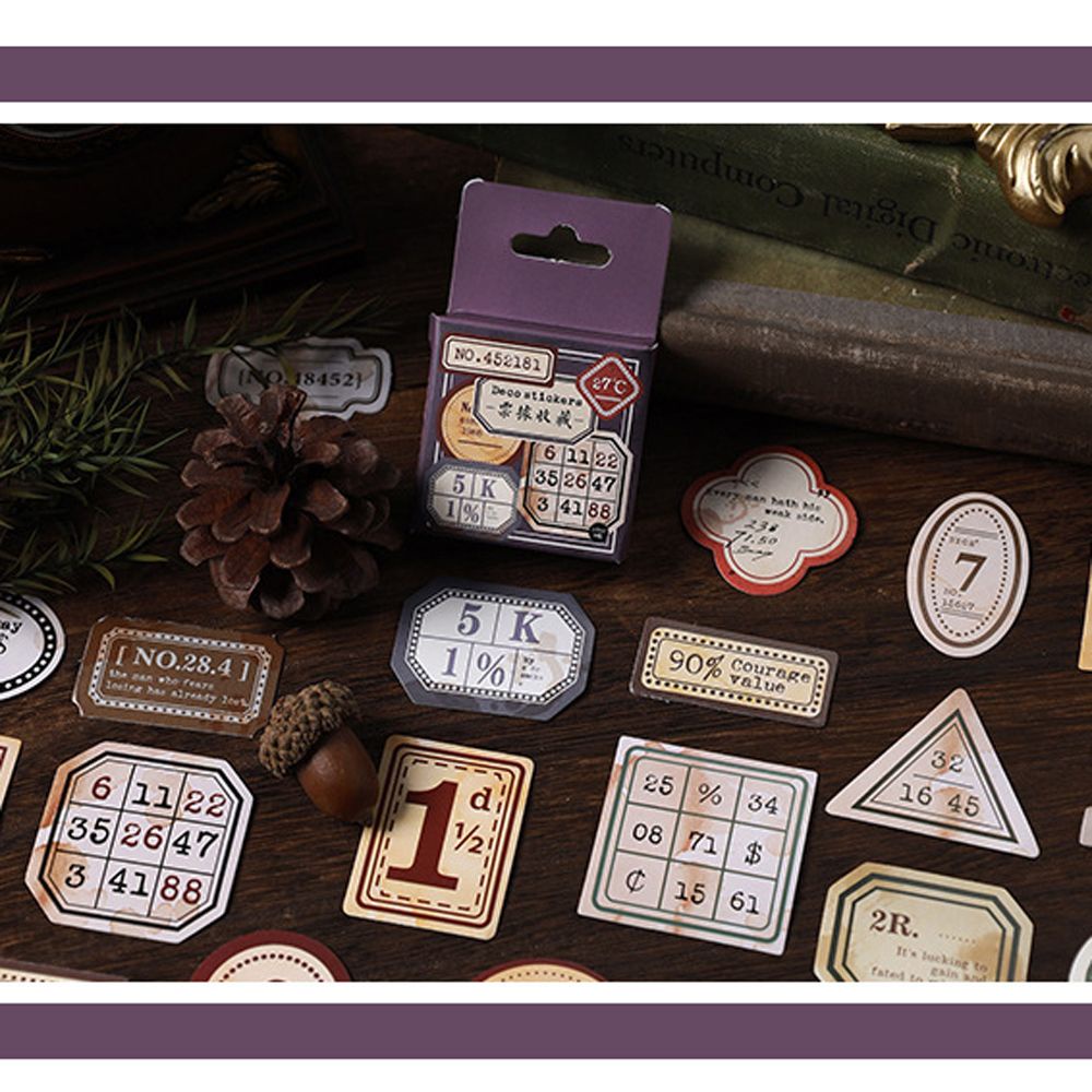 Bộ 46 miếng dán trang trí sổ tay họa tiết hành tinh phong cách cổ điển DIY